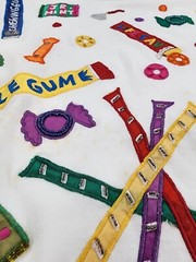 Vintage 90s Embroidered Beaded Candy Sweets Shirt Top sz M Cedars NOS Unique