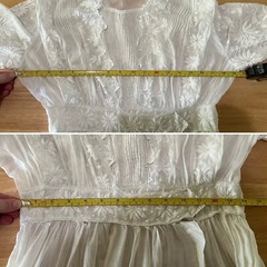 Antique Edwardian Floral Embroidery Pintucking Cotton Lawn Tea Summer Dress