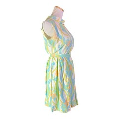 Vintage 1960s Homemade Pastel Floral Blouse Skirt Set