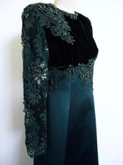 Vintage San Carlin Saks Fifth Avenue Beaded Velvet Satin Evening Formal Gown 6