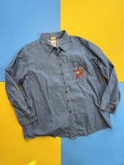 Vintage 90s Scooby Doo Cartoon Network Denim Button Up Shirt Womens XXL