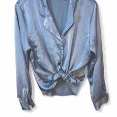 Vintage Alfred Dunner Women’s Blue Satin Like Material Blouse Size 12 Petite