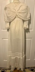 Vintage Edwardian Bright White Cotton Lawn Dress Shawl Collar Lace Details XS