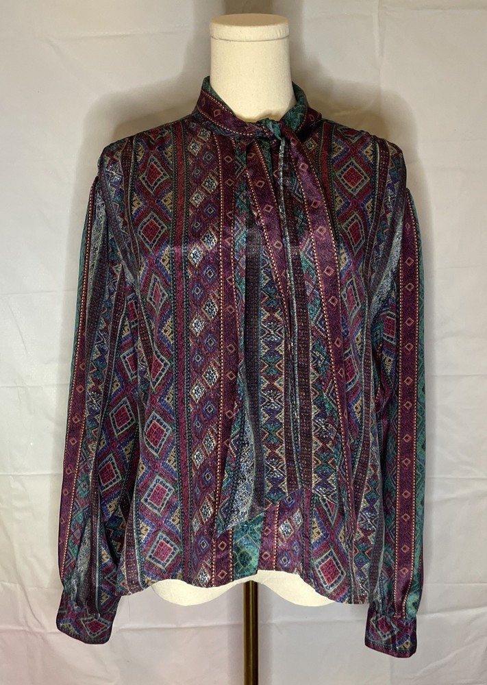 VTG James Kenrob By Dalton Womens M Long Sleeve Button Down 80’s secretary