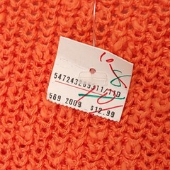 Vintage Orange 100% Cotton Knit V-Neck Shell Top Sleeveless Sweater Medium