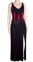 JOHN MURROUGH Vintage Black & Red Corset Bodice Black Sheer Panel M 6-8 $280