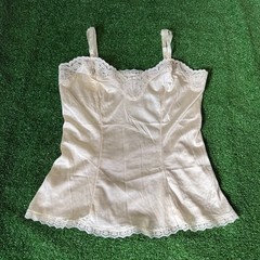 Vintage Mel-Lin Antron Nylon Lace Camisole Half Slip Cami Top Size S Made in USA
