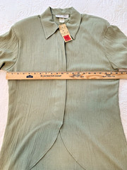 Vintage Betsy’s Things Green Short Sleeve Shirt Shoulder Pads Retro Blouse