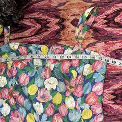 Vintage GaBar Cotton Play Swim Suit Sz 18 Union Label Pretty Tulips Built Bra
