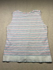 1970s Women’s Pink Wht Blu Knit Sleeveless Top