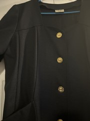 WEILL Paris Vintage Navy Blue Button Front Dress Gold Crest Buttons Old Money