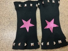 True Rare Vintage 1980’s Punk Wrist Cuffs Metal Pyramids Pink Metallic Stars
