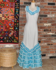 Vintage Klondike Costume Tiered Lace Ruffle Bustle Sleeveless Gown Dress M