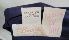 Vtg House of Bianchi Navy Blue Dress w Off the Shoulder White Lace Detail Sz 10