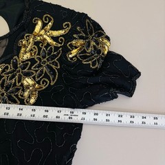Vintage Stenay 100% Silk Dress Size 10 Womens Black Embroidered Sequin 1980’s