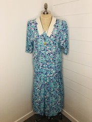 Vintage Jane Schaffhausen Belle France Dress size 12 Drop Waist Floral Midi