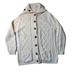 Vintage Cable Knit Fisherman Sweater JL Hudson’s Cardigan 100% Acrylic Womens L