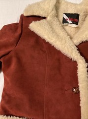 Vintage 70s 80s Wiman Sherpa Vegan Faux Suede Coat Union Made USA Womens Size L