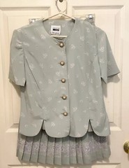 Vintage Leslie Fay W/Tags S-6P Pleated Floral Skirt & Button Jacket Cottage Core