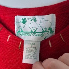 1990s Quacker Factory QVC Red Koala Bear Bamboo Australia Fuzzy 3D Cardigan S