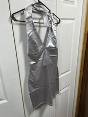 NWT M VINTAGE SATIN NYLON SECOND SKIN BODYSUIT MINI DRESS BODY CON EVENING