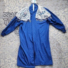 Vintage Lacy Afternoon by Shell Kepler Beaded Duster Cardigan Blue XL