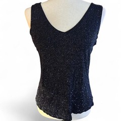Studio Y Sparkling Navy V-Neck Slinky Tank Top