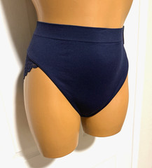 VTG Y2K JC PENNY AMBRIELLE BLUE W/ LACE BOOTY HI-WAIST HI-CUT PANTIES SZ XL-8