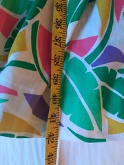 Vintage 80s Cotton Dress Tropical Palm Leaf Drop Waist 12 10 L Green Pink White