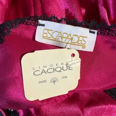 Cacique Escapades Bodysuit Womens M Pink Vintage Lace Satin Teddy Lingerie