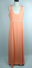 Vintage 70s JCPenney Fashions Women’s Maxi Dress Sz 14 Retro Orange White Lace
