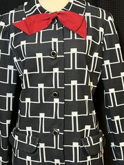 Vintage 1960s Leonard Arkin Paris Mod Op Art Geometric Print Shirtdress Sz 14