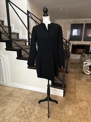 Geoffrey Beene 80s Black Wool Crepe Minimalist Short Tuxedo Coat/Jacket Size M