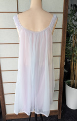 Vtg Gotham Gold Stripe Peignoir Set Blue Chiffon over Lilac Nylon Sz S/M 1950s