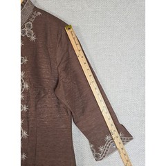 VTG Carole Little Silk Jacket XL Brown Beaded Embroidered Boho Art to Wear Lined