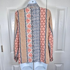 Vintage button down shirt floral pink black Notations womens 8