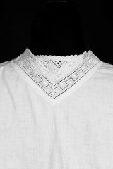 Plus Size Antique French Edwardian White Cotton Blouse 46″ Bust Exc Cond