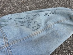 Senior Cords Style Denim Jacket Handwritten High School Varsity Chore Coat VTG