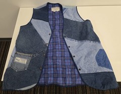 vintage 80s denim patchwork vest size 3XL handmade unisex Angelique’s Originals
