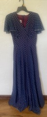 Vintage Coco California Blue with polkadots maxi dress size 10 Paper Tag Lined