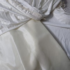 JCPenney Fashions Vintage Wedding Dress Train Long Sleeve Blouson Union Tag Sz10