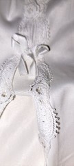 Vtg Off White Long Formal Half Slip Cute Lace High Slit S M