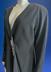 Vintage 80s D’ore Black Draped Jacket w/Rhinestone Accent Draped Fold 16