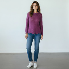 Vintage Purple Wool Mohair Cowl Neck Scalloped Ann Taylor Sweater – Small