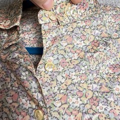 Vintage 70s/80s Ivory Pink Green Floral Handmade Button Down Shirt S/MEDIUM