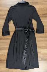 GEORGE Stretch Black Wrap Robe / Loungewear Dress S (4/6) Knit Satin Trim