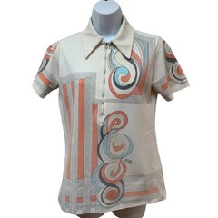VTG Jane Colby 70’S Retro Disco 1/4 Zip Shirt Women’s Top Size S Point Collar
