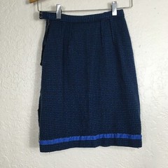 Vintage Skirt 1940s Woven Blue Purple Partially Lined Side Zipper 22.5″ x 19.25″