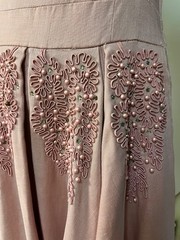 Vintage 1950s Beaded Hips Side Zipper Dusty Rose Faille Cocktail Dress Bust 34