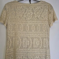 Giorgio Sant’ Angelo Lace Shift Maxi Dress, Cream/Gold Shimmer, Size 5/6, Vtg